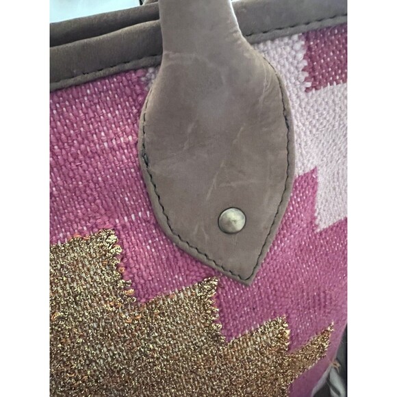 Krista Paige Handbags Multi Color Trinity tote Signed Camel Charm Tassel Leather - Picture 7 of 12